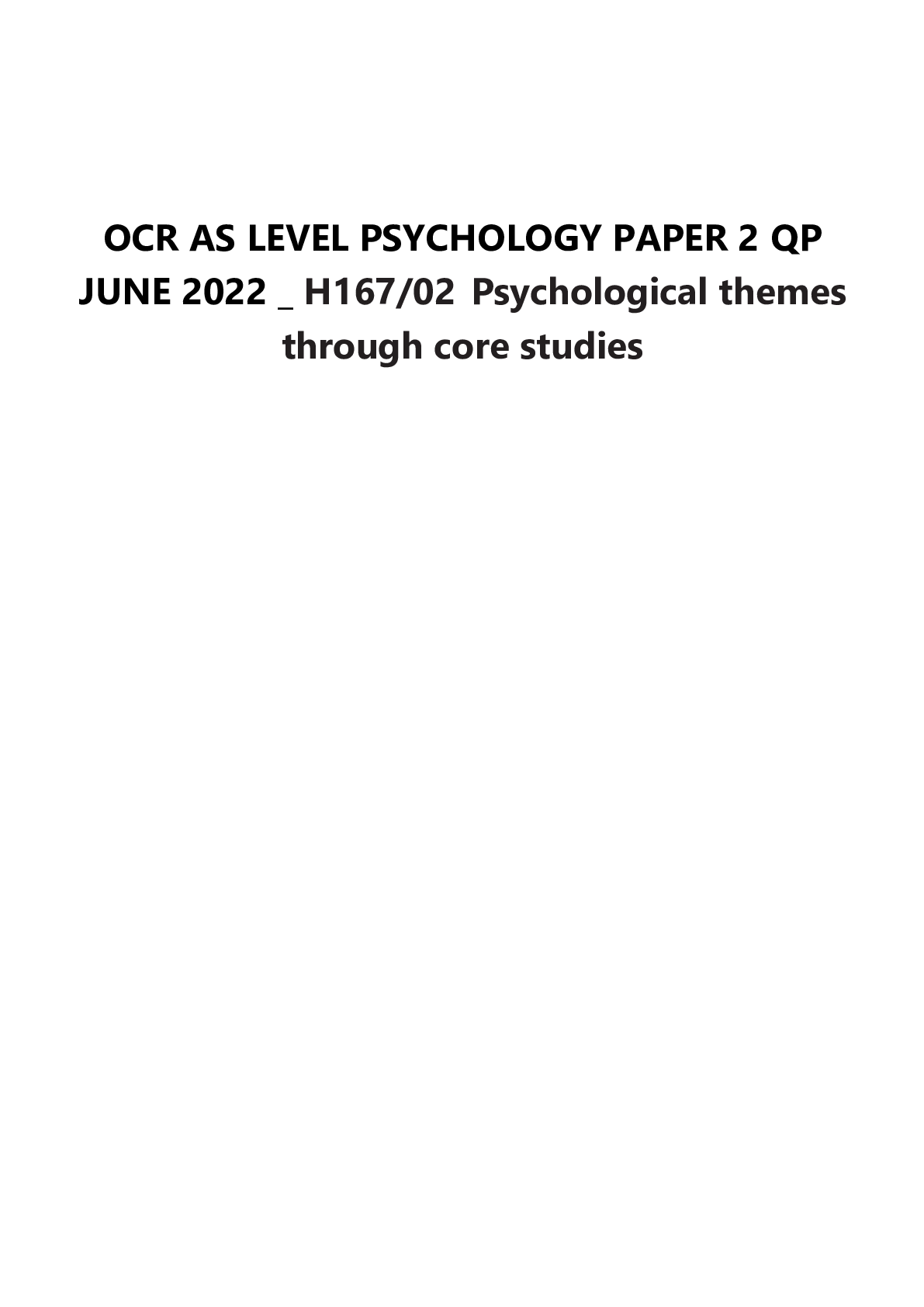 research methods ocr psychology past papers
